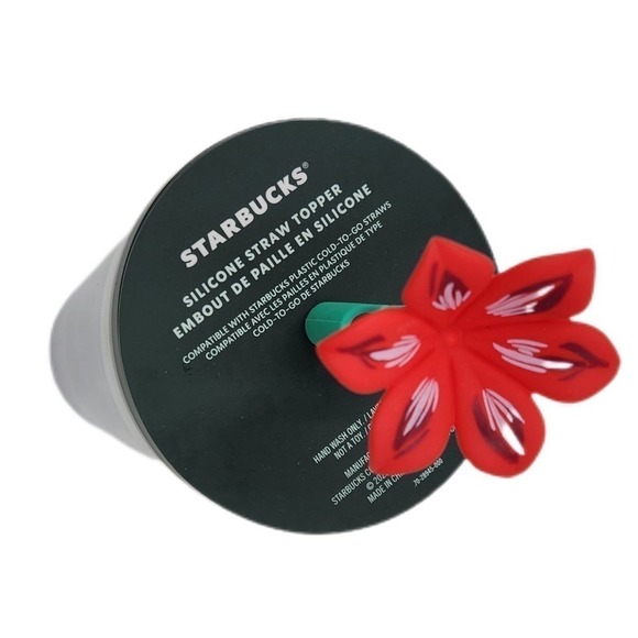 Holiday Starbucks Enchanted Forest Venti Tumbler Green Red Flower Straw Topper - Picture 2 of 7